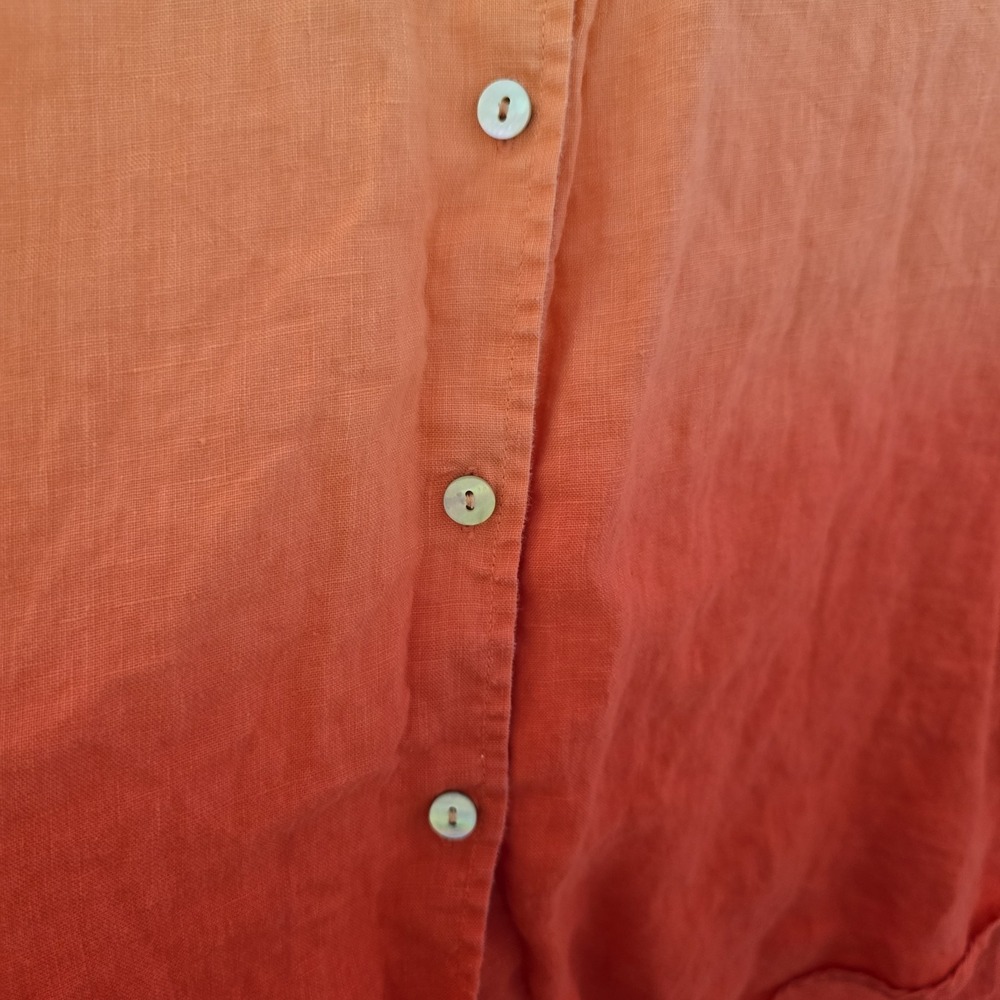 Soft Surroundings 100% Linen Ombre Top Shirt Long Sleeve High Low Hem L Peach - Picture 6 of 12